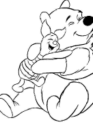 A coloring page of winnie the pooh - group